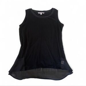 Adrienne Vittadini Black Sleeveless Tank with Sheer Hem